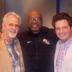 Lead Jingle Composer Marty Morgan in the Studio with singer Paris Delaney and jingle client Charles Pittman Attorney at Law during a recording session at FUN HOUSE STUDIO on Music Row